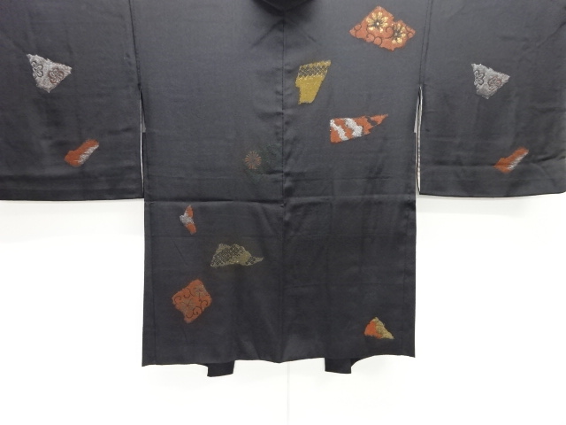 JAPANESE ANTIQUE HAORI / TAISHO ROMAN STYLE / URUSHI / SILK / WOVEN FLOWER ARABESQUE